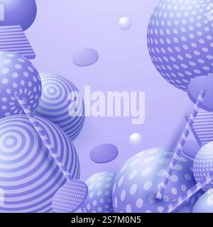 3d flowing spheres. Vector abstract illustration of multicolored bubbles or balls cluster. Modern trendy concept. Dynamic decoration element. Futuristic poster or cover design Stock Vector