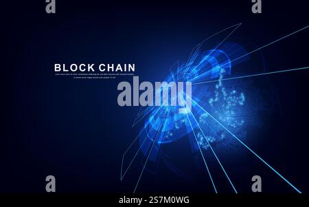 Blockchain technology with global connection concept suitable for financial investment or crypto currency trends business Stock Vector