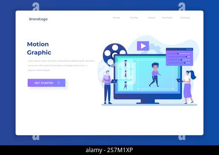 Motion graphic landing page illustration concept. Illustration for websites, landing pages, mobile applications, posters and banners. Stock Vector