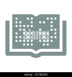 Braille open book vector icon. Simple glyph symbol. Stock Vector