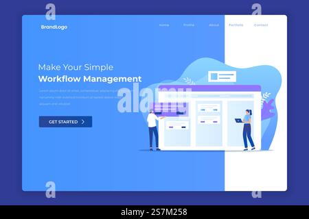 Workflow Web Page Example Creative website template of Manage Your Workflow Successfully concept ...
