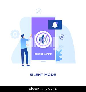 Silent mode illustration concept design. Illustration for websites, landing pages, mobile applications, posters and banners Stock Vector