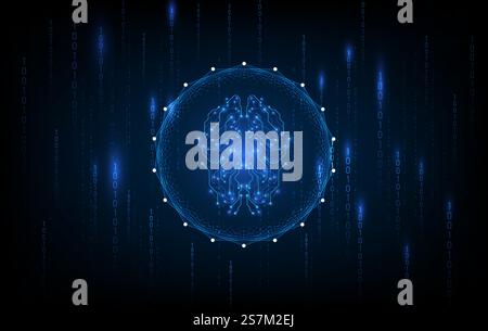 Artificial Intelligence illustration. Artificial intelligence and machine learning concept. Digital computer code. Data transfer concepts Stock Vector
