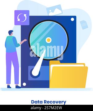 Flat illustration of data recovery concept. illustrations for websites, landing pages, mobile applications, posters and banners. Stock Vector