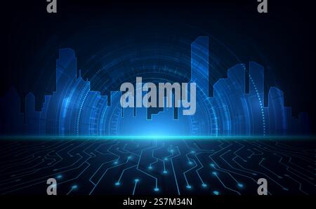 abstract cyber city technology innovation concept Stock Vector