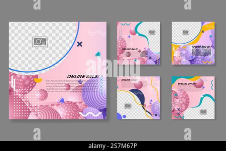 Instagram puzzle feed collection Stock Vector