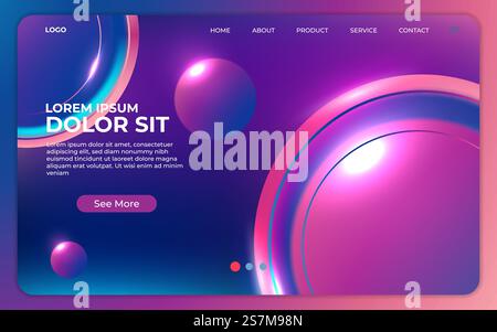 Website or mobile app landing page with illustration of colorful delusion page for deep learning concept. Stock Vector