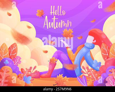 Background of flat autumn landscape Stock Vector
