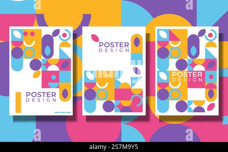 Geometry minimalistic artwork poster with simple shape and figure. Abstract vector pattern design in Scandinavian style for web banner, business presentation, branding package, fabric print, wallpaper Stock Vector