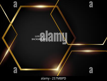 Abstract hexagonal shapes with gold frames, EPS 10 vector background Stock Vector
