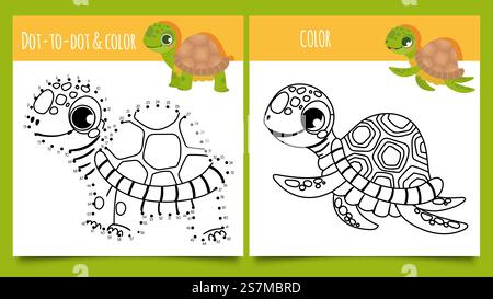Dot to Dot Turtle Isolated Coloring Page for Kids Stock Vector Image ...