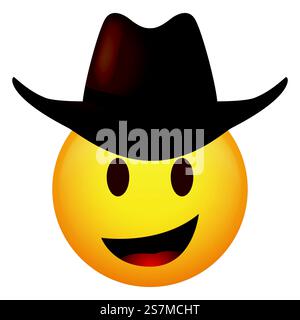Vector illustration of emoticon wearing cowboy hat Stock Vector