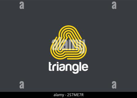 Triangle looped infinite Logo abstract design vector template Linear style.Infinity Loop technology neon Logotype concept icon. Stock Vector