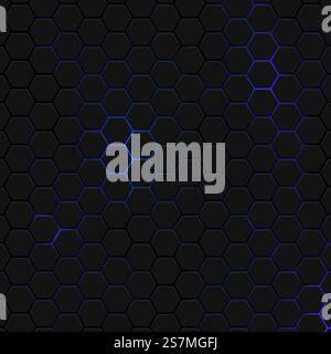Hexagons honeycomb texture blue neon background, Abstract futuristic technology backdrop banner design, Vector illustration Stock Vector