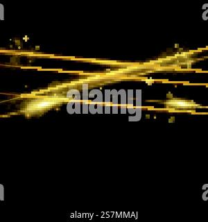 Abstract stylish light effect on a black transparent background. Yellow dust yellow sparks and golden stars shine with special light.Christmas Stock Vector