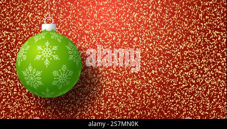 Christmas Card With Golden Glitter. Gold glitter texture vector gradient background. Hanging christmas ball. Great for greeting cards, party posters, banners. Vector illustration.. Christmas Card With Golden Glitter. Gold glitter texture vector gradient background. Hanging christmas ball. Great for greeting cards, party posters, banners. Vector illustration. Moondes 07-10-2020-1 Stock Vector