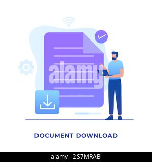Document download vector illustration concept. Illustration for websites, landing pages, mobile applications, posters and banners Stock Vector