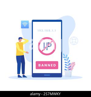 IP Address illustration concept. Illustration for websites, landing pages, mobile applications, posters and banners Stock Vector