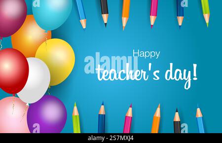 Happy teacher&rsquo;s day The best teacher in the world Vector concept banner for world teachers day. Vector. Happy teacher&rsquo;s day The best teacher in the world Vector concept banner for world teachers day Stock Vector