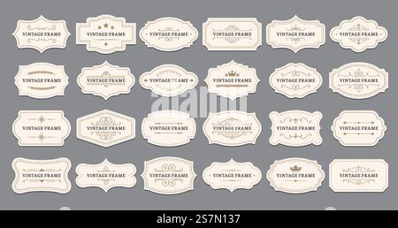 Ornamental label frames. Old ornate labels, decorative vintage frame ...