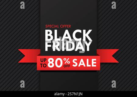 Simple BlackFriday typography design with promotional price tags. And long shadows that look beautiful Stock Vector