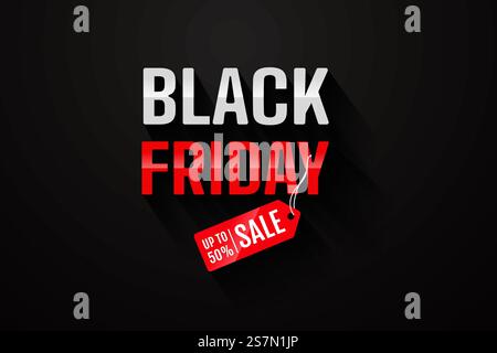 Simple BlackFriday typography design with promotional price tags. And long shadows that look beautiful Stock Vector