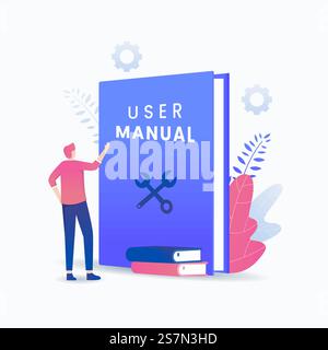 User manual book vector concept. Illustration for websites, landing pages, mobile applications, posters and banners. Stock Vector