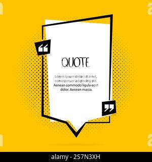 Quote text bubble. Commas, note, message and comment on a yellow background. Vector illustration. Quote text bubble. Commas, note, message and comment on a yellow background. Vector illustration. Stock Vector