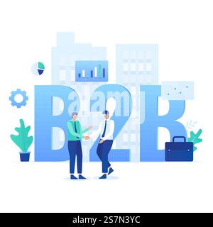 Business to business flat illustration concept. Illustration for websites, landing pages, mobile applications, posters and banners. Stock Vector