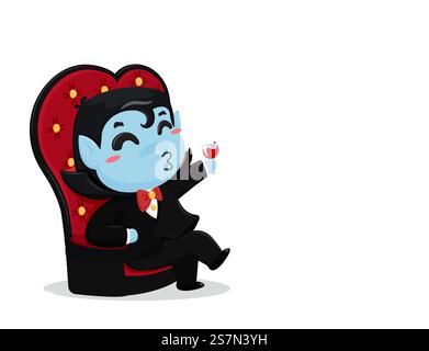 Cute cartoon boy wearing costume Dracula Are enjoying the party on Halloween. Stock Vector