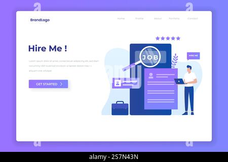 Person looking for work illustration design. Illustrations for websites, landing pages, mobile apps, posters and banners Stock Vector