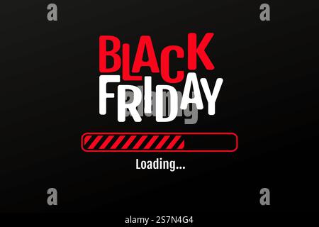 The red and black star loading bar is starting the BlackFriday sale. Stock Vector