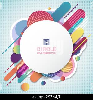 Abstract colorful geometric pattern composition rounded line shapes diagonal transition on white background. You can use for cover, poster, template, decorated, brochure, flyer. Vector illustration Stock Vector
