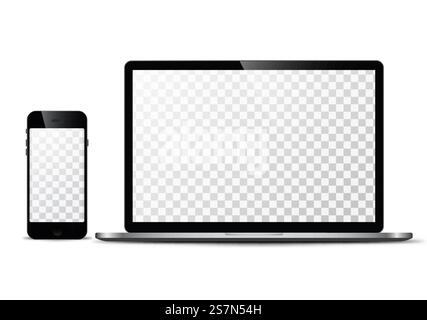 Electronic vector model Modern technology, smartphones, tablets, computers and notebooks Stock Vector