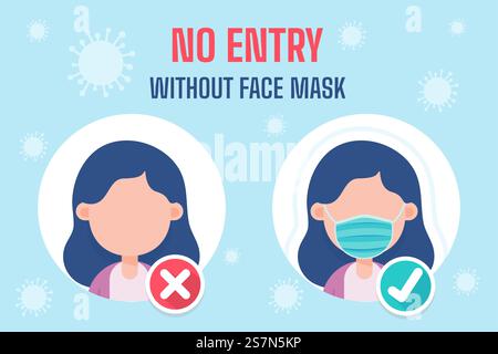 Cartoon people wearing masks Guidelines for using services during the covid virus outbreak Stock Vector
