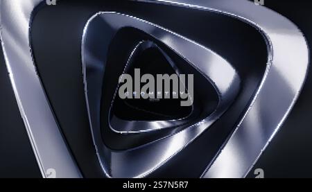 Abstract background with black and silver twisted shapes. Triangle spin frames. Vector 3d illustration. Luxury geometric backdrop. Jewelry decoration for banner or poster design.. Abstract background with black and silver twisted shapes. Stock Vector