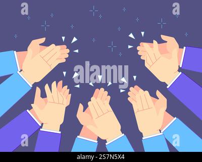 Applause hands. Hand claps, applauding congratulations and success clapping. Cheering or celebrating clapping person, appritiate business audience applaud clap expression vector illustration. Applause hands. Hand claps, applauding congratulations and success clapping vector illustration Stock Vector