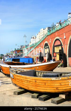 Brighton, United Kingdon - September 28, 2014; The historic Victorian arches support the Brighton seafront promenade and are a vital part of the  seaf Stock Photo