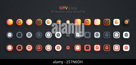 IGTV Icons Set Modern 3D And Flat In Different Variations Stock Vector