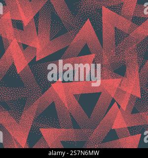 Stippled Triangles Texture Trendy Seamless Pattern Red Blue Abstract Background Stock Vector