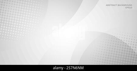 Abstract white and gray circles background with halftone. Vector illustration Stock Vector