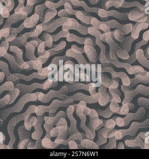 Trendy Seamless Pattern Stippled Abstract Shapes Texture Vintage Colors Background Stock Vector