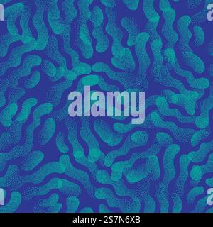 Turquoise Blue Abstract Stippled Texture Weird Seamless Pattern. Vector Abstract Stippled Weird Seamless Pattern Stock Vector