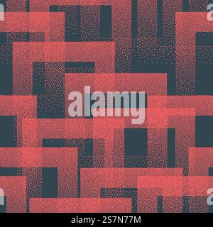 Stippled Weird Trendy Seamless Pattern Red Blue Colored Abstract Background Stock Vector