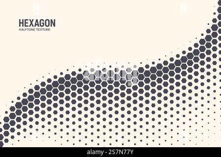 Hexagonal Halftone Pattern Geometric Curved Oscillation Wave Abstract Background. Hexagon Vector Abstract Technology Background Stock Vector