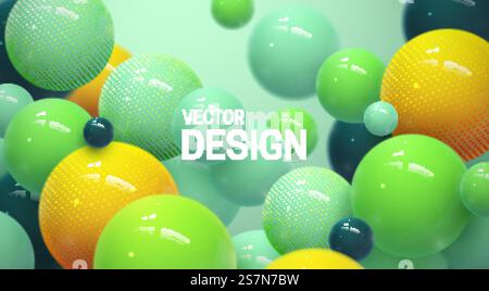 Abstract background with multicolored 3d spheres or bubbles Stock Vector