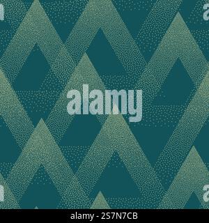 Trendy Seamless Pattern Stippled Triangles Texture Turquoise Abstract Background Stock Vector