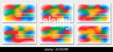 Collection of dynamic abstract vector backgrounds with soft gradient mesh effects and smooth transitions on a transparent background. Perfect for web Stock Vector