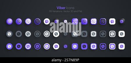 Viber Icons Set Modern 3D And Flat In Different Variations Stock Vector