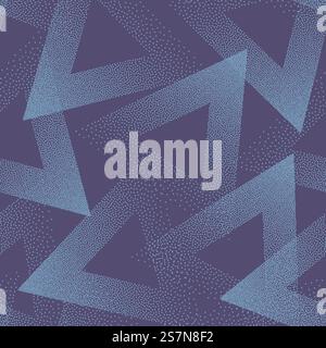 Stippled Triangles Texture Trendy Seamless Pattern Blue Violet Abstract Background Stock Vector